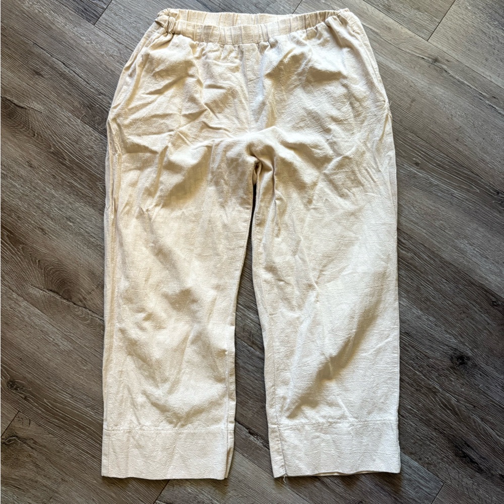 MISSLOOK Cream Capris Lightweight Cotton Blend